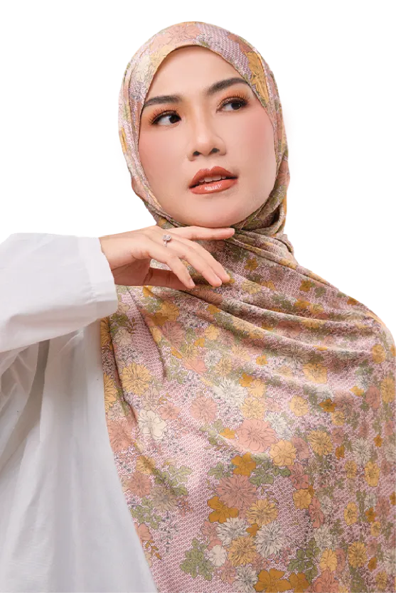 Florescence Satin Silk Printed Scarf In Yellow Daisy