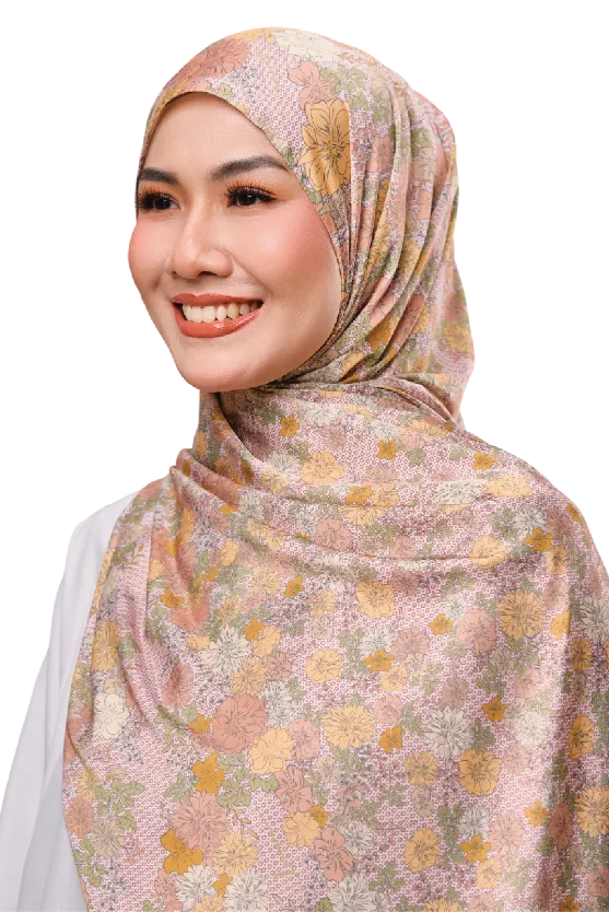 Florescence Satin Silk Printed Scarf In Yellow Daisy