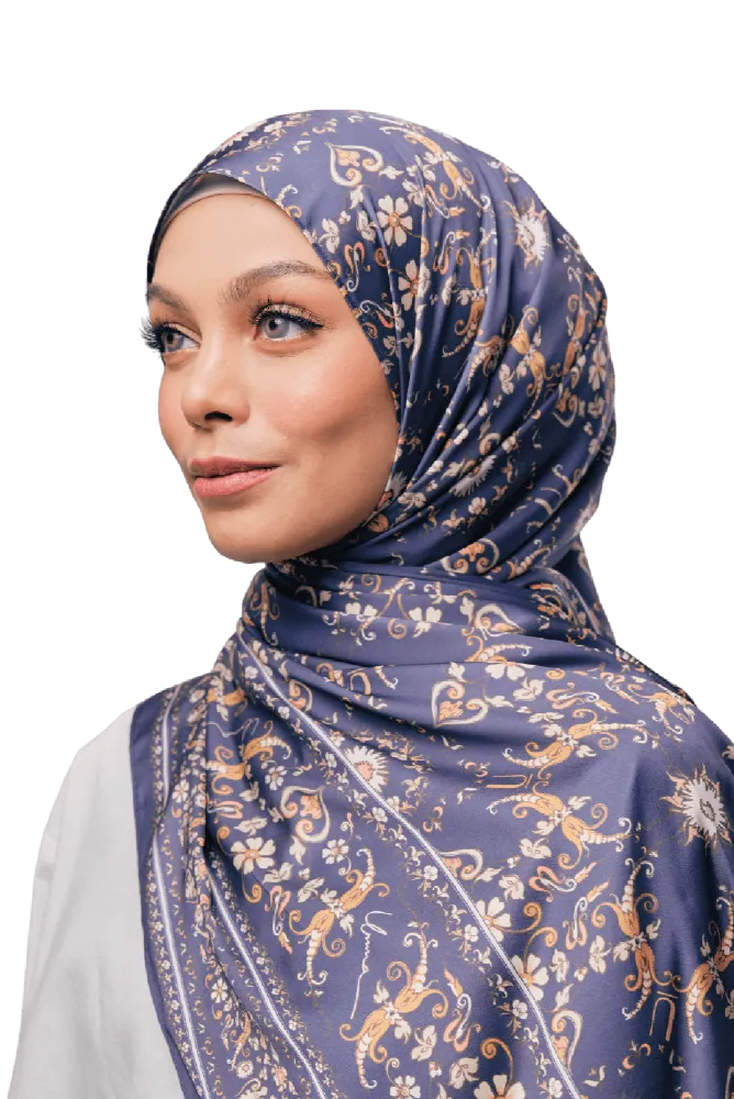 Majestica Printed Scarf in Eleanor Navy