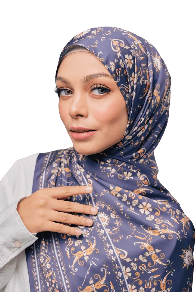 Majestica Printed Scarf in Eleanor Navy