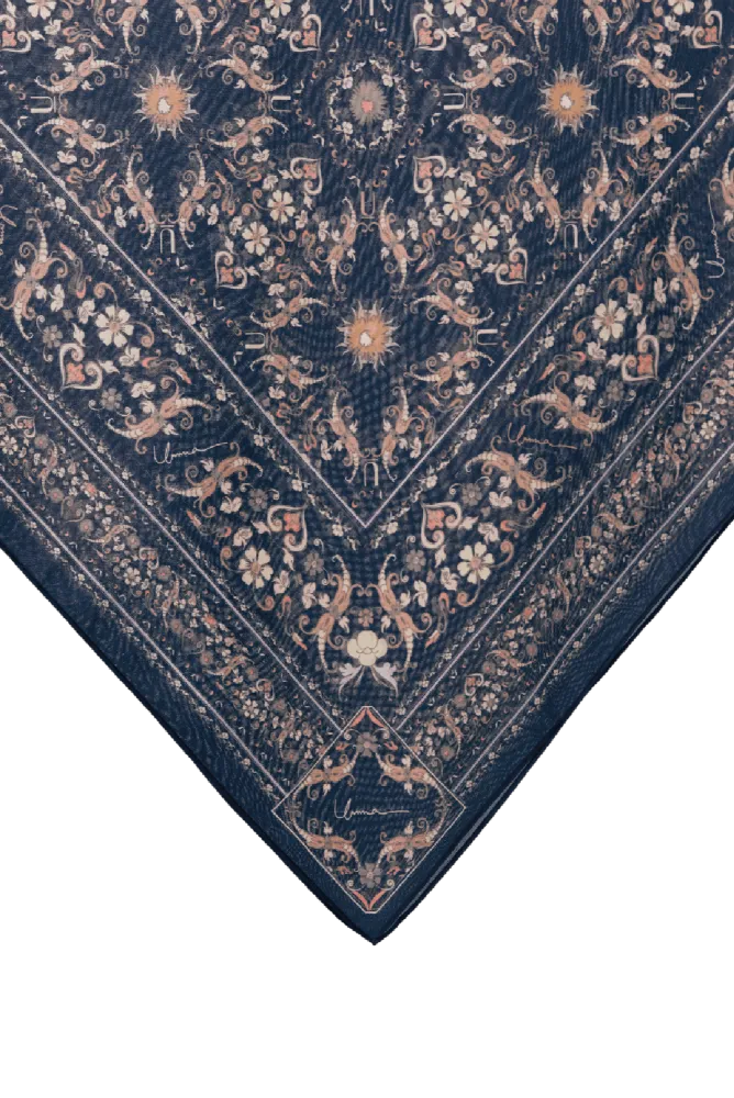 Majestica Printed Square in Eleanor Navy