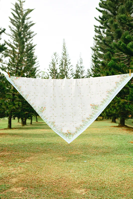Meadow Printed Cotton Voile Square in Dawn Blue