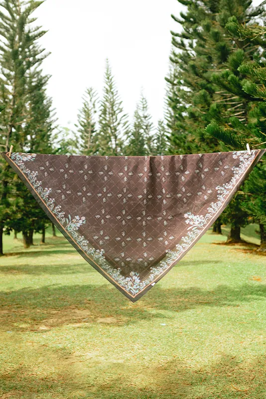 Meadow Printed Cotton Voile Square in Slate Black
