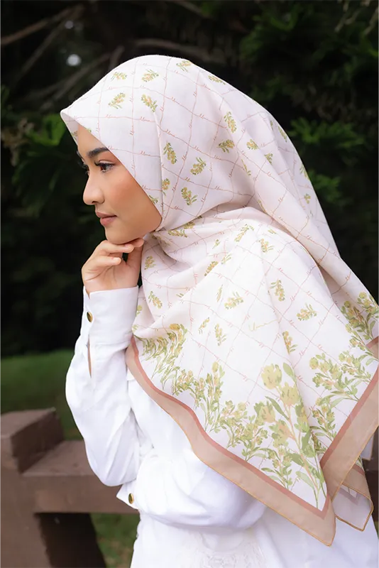 Meadow Printed Cotton Voile Square in Spring Yellow