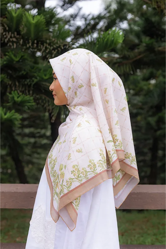 Meadow Printed Cotton Voile Square in Spring Yellow