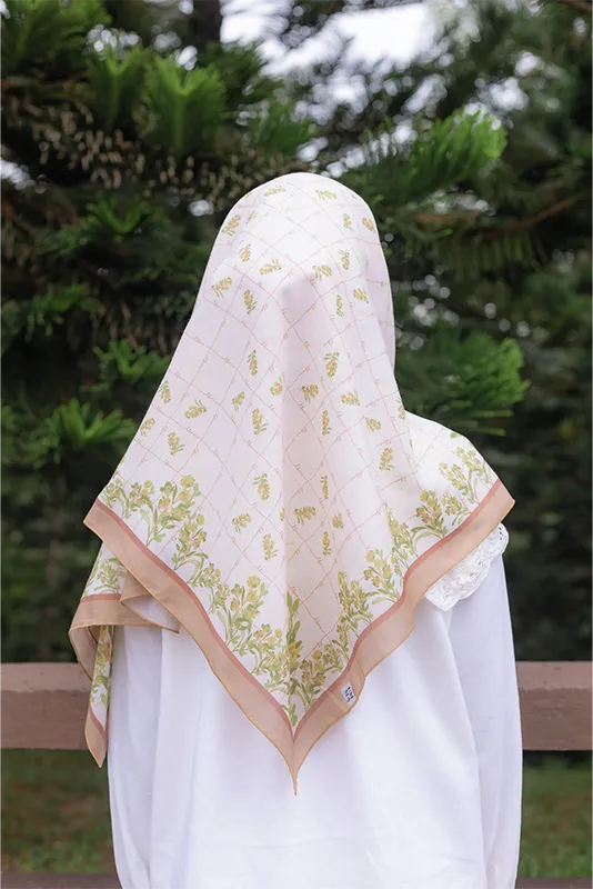 Meadow Printed Cotton Voile Square in Spring Yellow