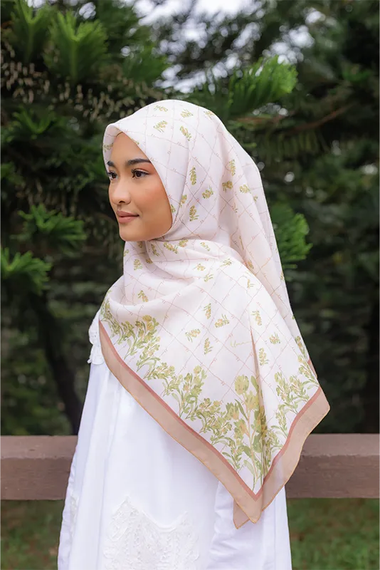Meadow Printed Cotton Voile Square in Spring Yellow