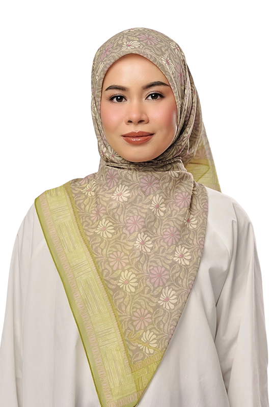 Anyaman Cotton Voile Printed Square in Kiwi Green