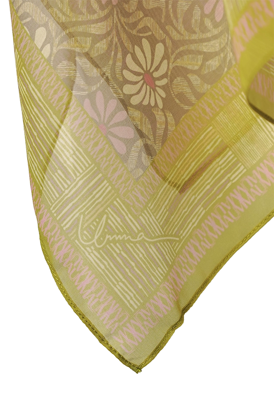 Anyaman Cotton Voile Printed Square in Kiwi Green