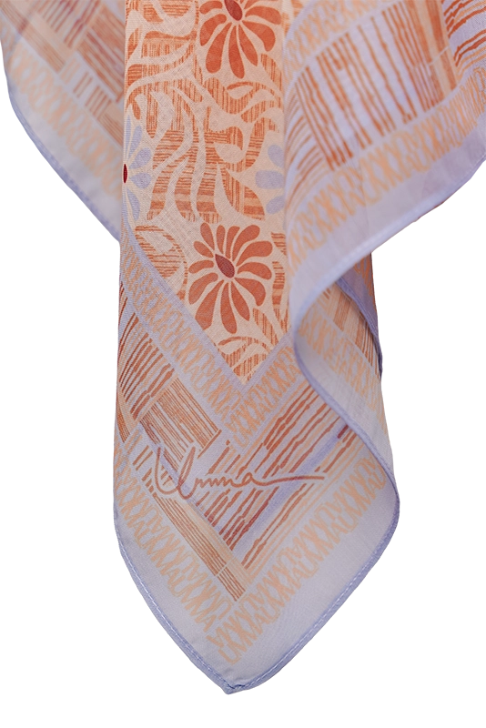 Anyaman Cotton Voile Printed Square in Mandarin Orange