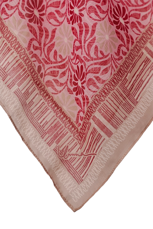 Anyaman Cotton Voile Printed Square in Pomegranate Red
