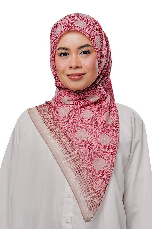 Anyaman Cotton Voile Printed Square in Pomegranate Red