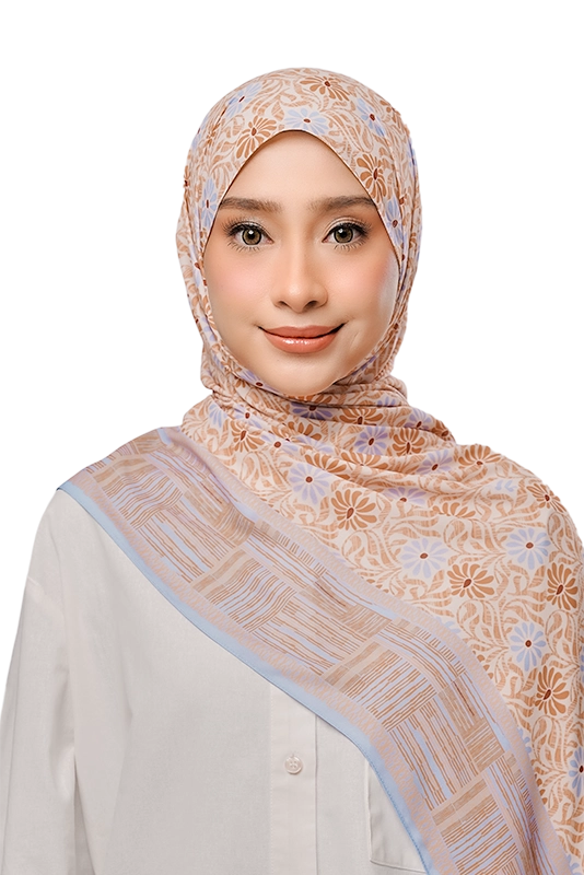 Anyaman Light Korean Chiffon Printed Scarf in Mandarin Orange
