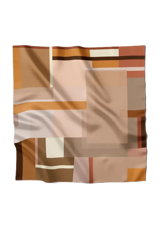 Tetris Printed Square in Brown