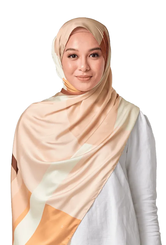 Tetris Printed Scarf in Brown