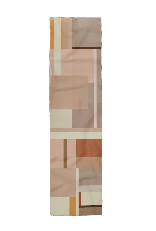 Tetris Printed Scarf in Brown