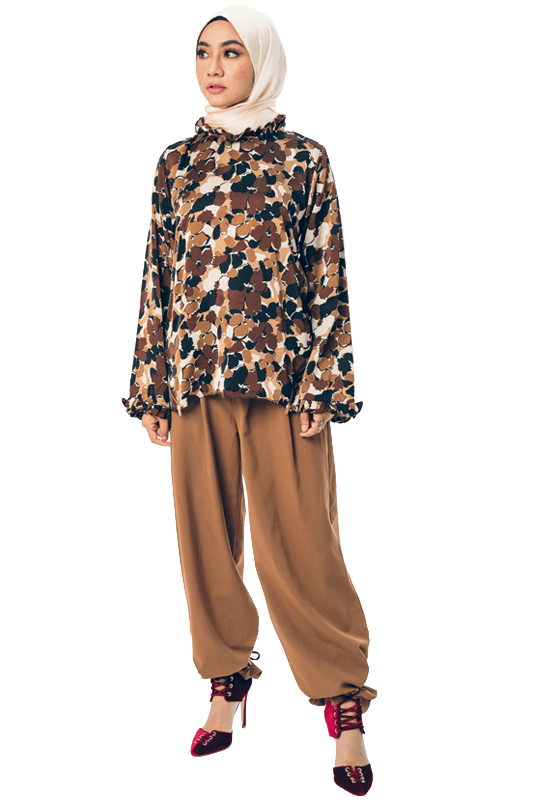 Floral Top Sofia in Brown