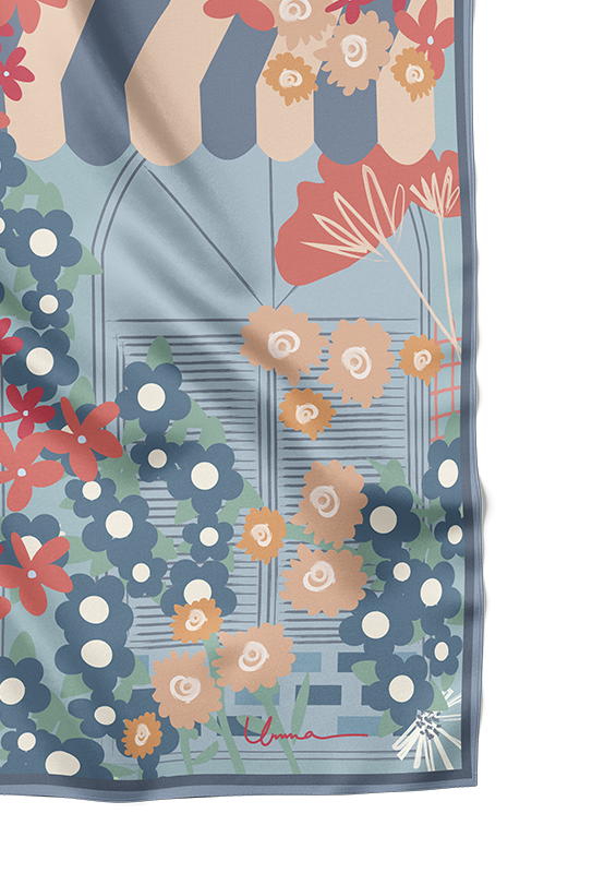 Hadiqa Printed Scarf in Cloud