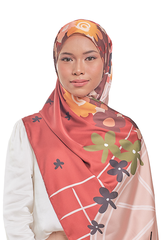 Hadiqa Printed Scarf in Terracotta