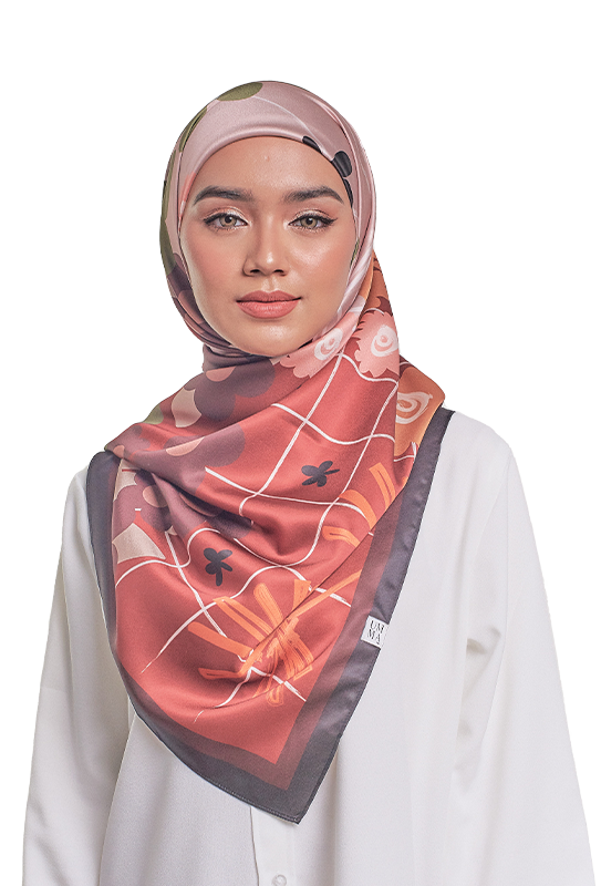 Hadiqa Printed Square in Terracotta