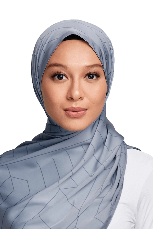 Linear Printed Scarf in Grey