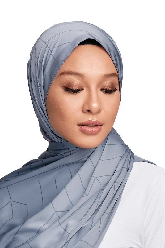 Linear Printed Scarf in Grey