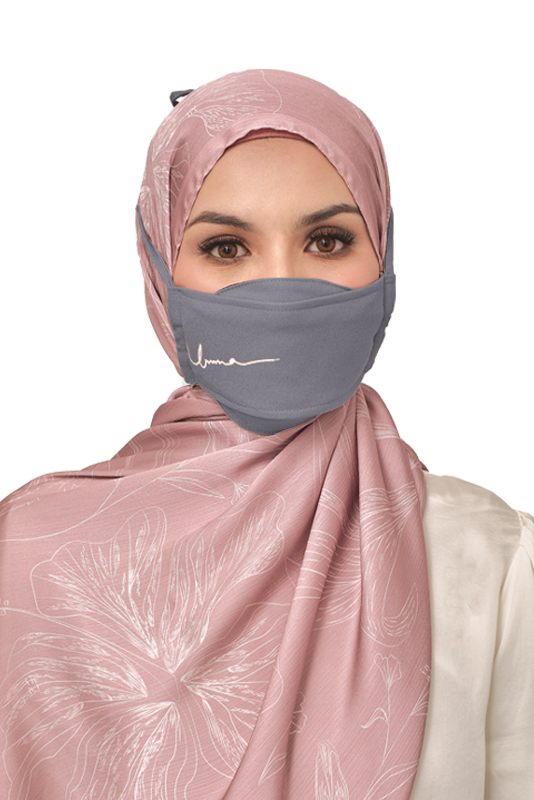 Origami Face Mask Crepe String Extension in Pigeon Grey