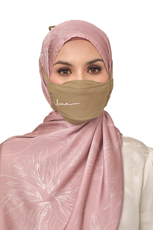 Origami Face Mask Crepe String Extension in Saddle Brown