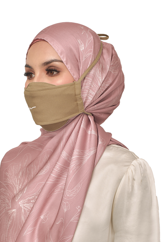 Origami Face Mask Crepe String Extension in Saddle Brown
