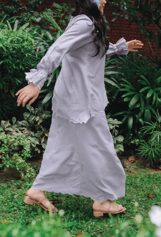 Peony Kurung in Lavender Purple