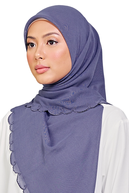 Sulam Teja Cotton Voile Square in Ash Blue