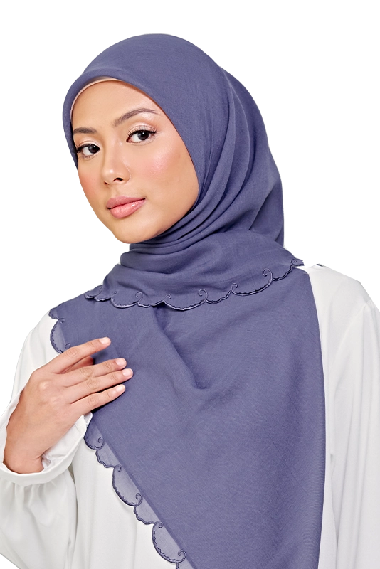 Sulam Teja Cotton Voile Square in Ash Blue