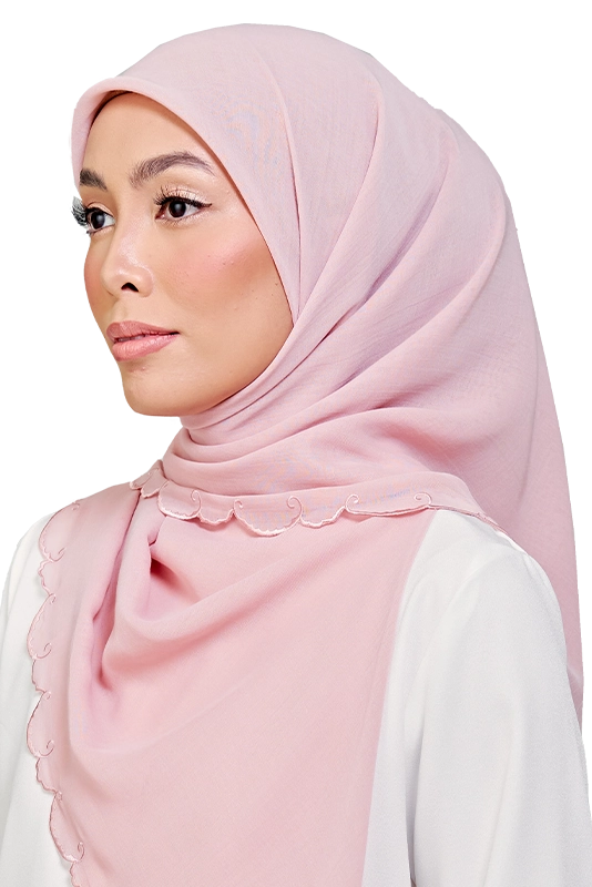 Sulam Teja Cotton Voile Square in Blush Pink