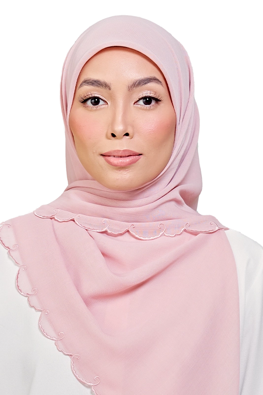 Sulam Teja Cotton Voile Square in Blush Pink