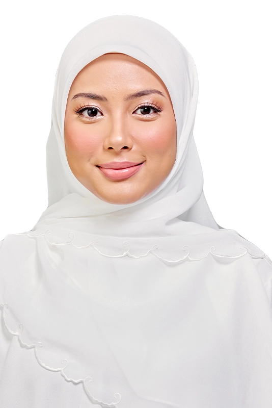 Sulam Teja Cotton Voile Square in Cotton White