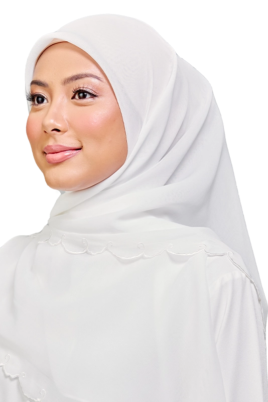 Sulam Teja Cotton Voile Square in Cotton White