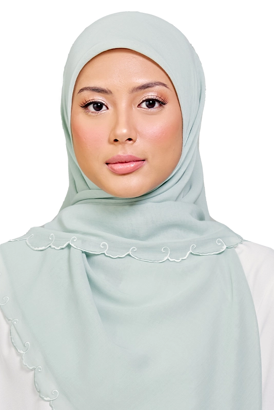 Sulam Teja Cotton Voile Square in Jade Green