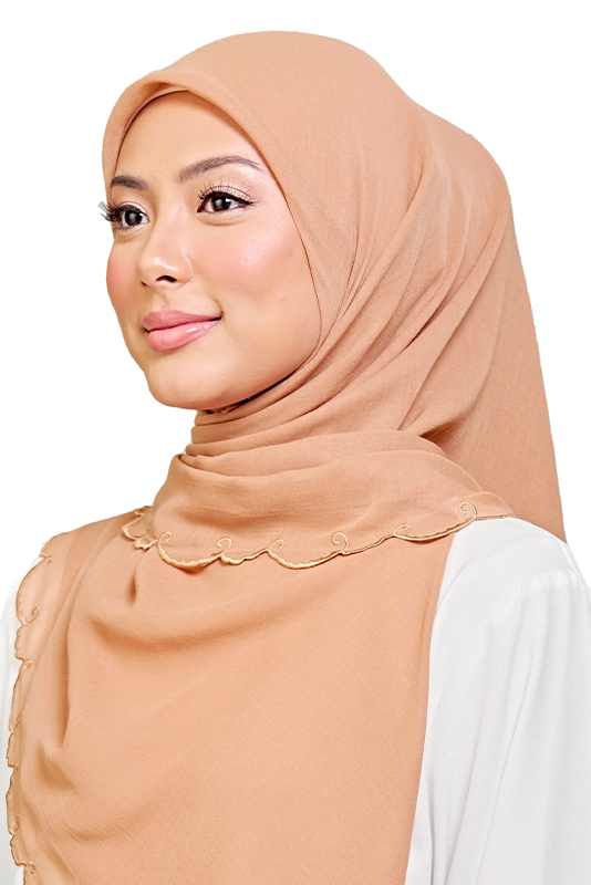 Sulam Teja Cotton Voile Square in Toffee Brown