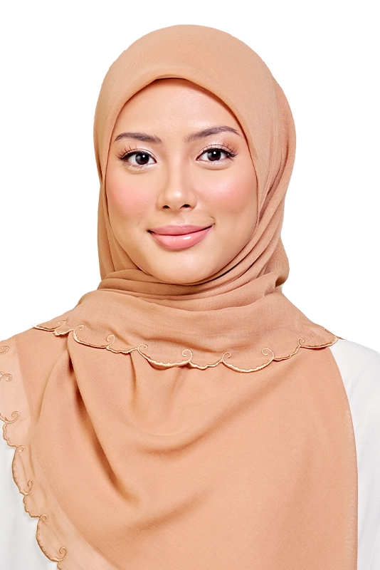 Sulam Teja Cotton Voile Square in Toffee Brown