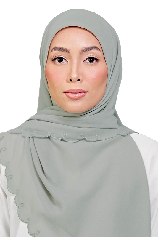 Sulam Teja Cotton Voile Square in Willow Green