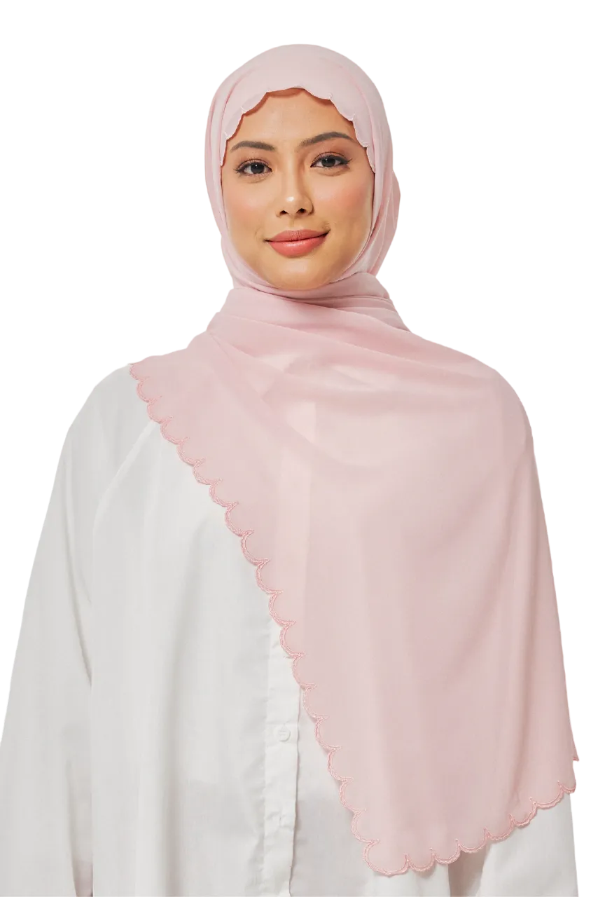 Sulam Delima Scarf in Tulip Pink