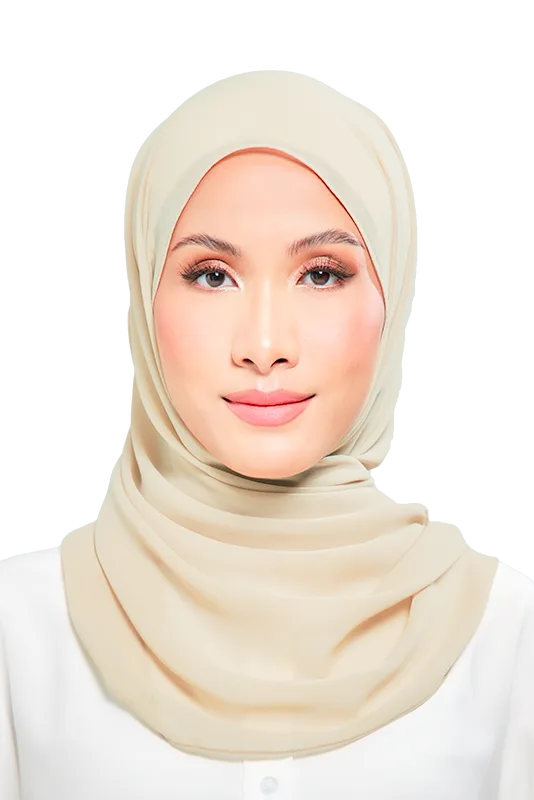 Kalsom Light Chiffon Scarf in Tofu Beige