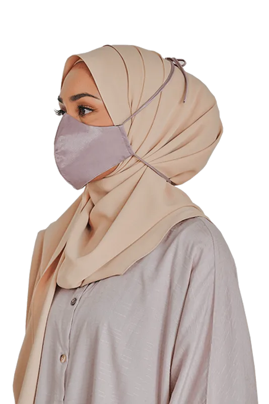 Satin Face Mask with Ear Loop in Periwinkle Purple