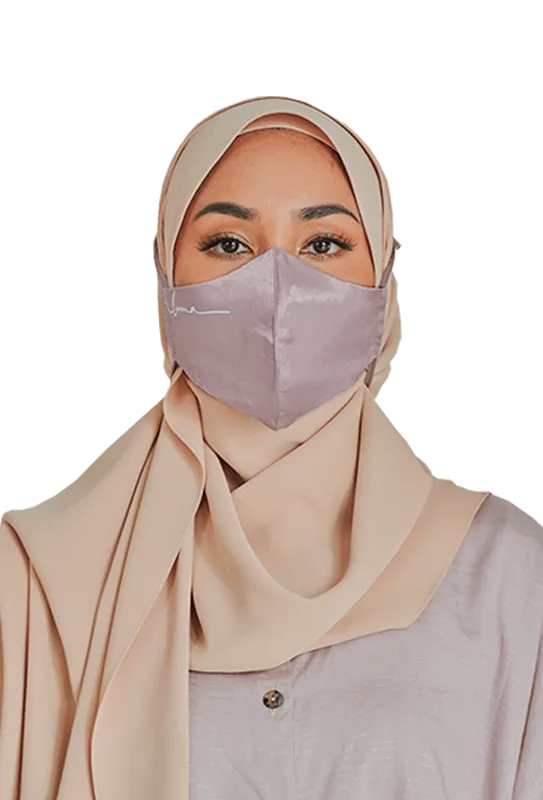 Satin Face Mask with Ear Loop in Periwinkle Purple