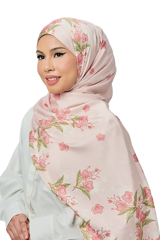 Peonia Satin Silk Shawl in Dusty Pink