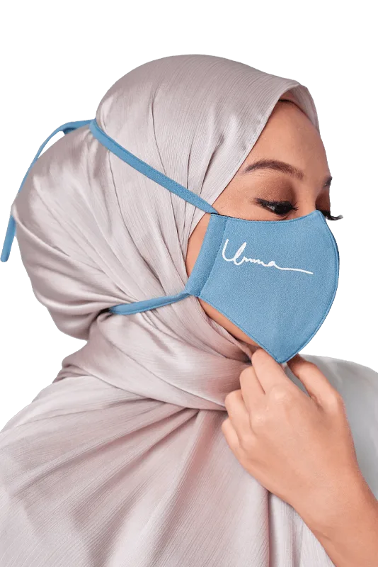 Crepe Face Mask with String Extension in Sky Blue