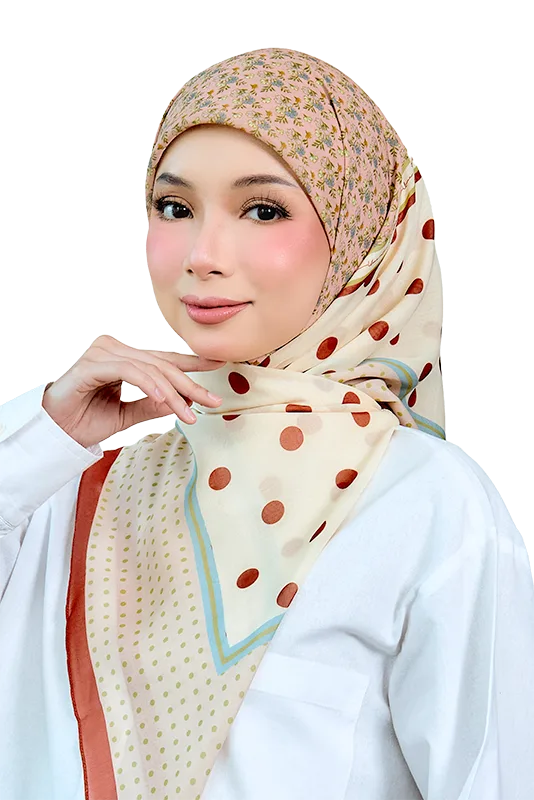 Petals and Polkas Printed Square in Beige Chailatte