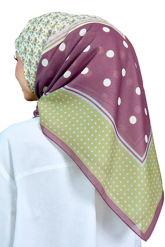 Petals and Polkas Printed Square in Green Ubematcha
