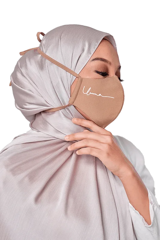 Crepe Face Mask with String Extension in Peachy Peach