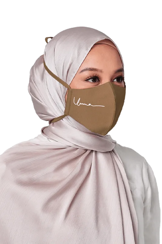 Crepe Face Mask with String Extension in Moss